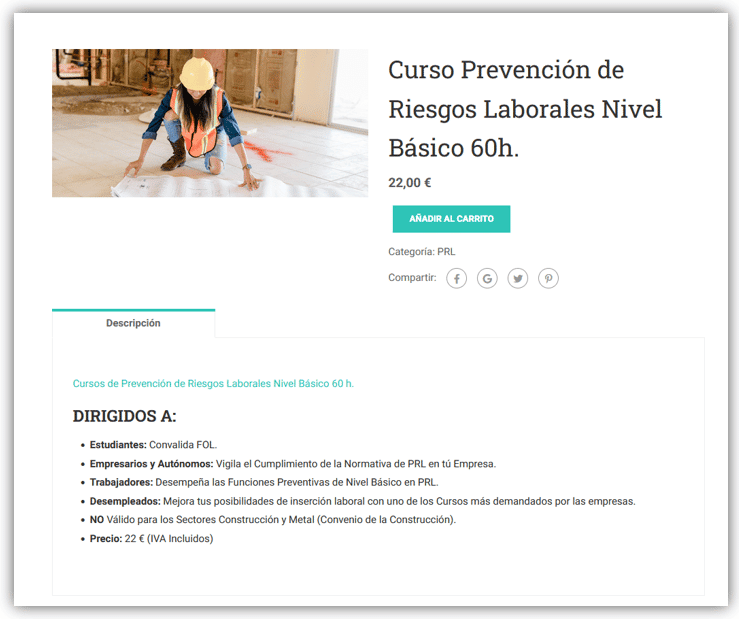 Ficha del Diploma de Prevención de Riesgos Laborales tras aprobar el examen